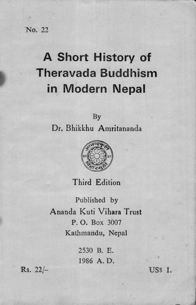 A Short History of Theravada Buddhism in Modern Nepal