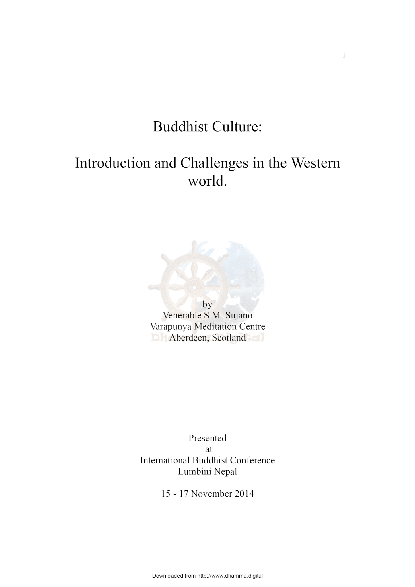 Buddhist Culture: Introduction and Challenges in the Western world
